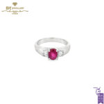 Platinum Oval Cut Ruby & Mix Cut Diamond Ring - 1.50ct-0