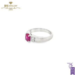 Platinum Oval Cut Ruby & Mix Cut Diamond Ring - 1.50ct-13593