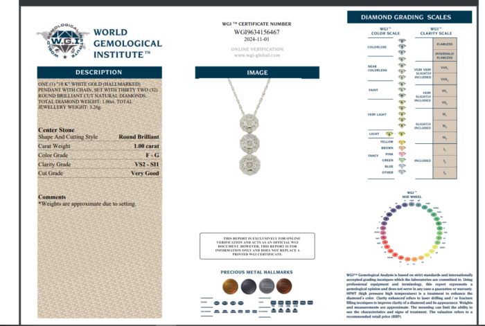 White Gold Pendant Round Brilliant - 1.00ct-14643