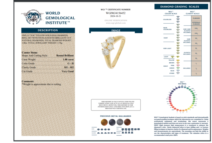 Yellow Gold Round Cut Diamond Ring - 1.00ct-14635