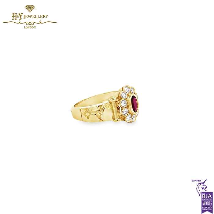 Oval Mixed Ruby Cut & Diamond Ring - 0.70ct-14663