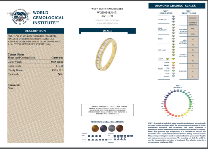 Yellow Gold Set with Carre Cut Ring - 0.55ct-14656