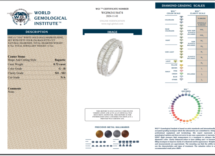 White Gold Baguette Diamond Ring - 0.73ct-14624