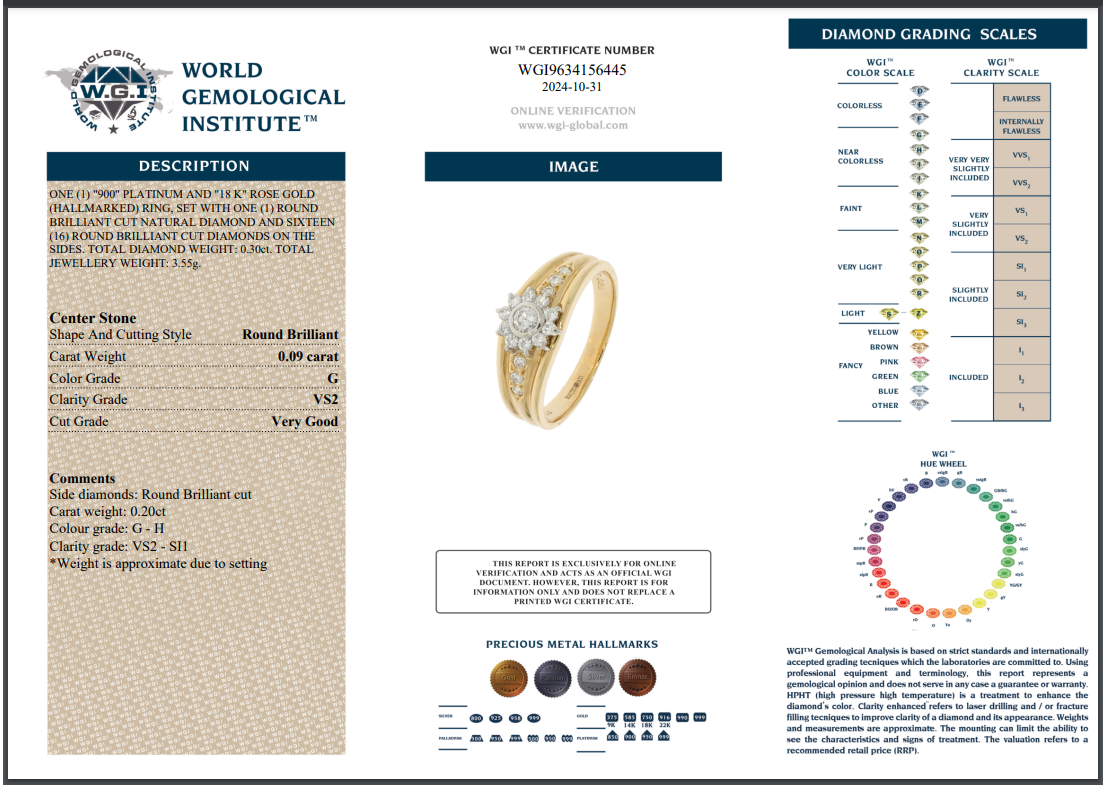 Platinum & Rose Gold Brilliant Cut Diamond Ring - 0.29ct-14628