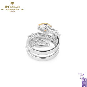 White Gold Pear Cut Fancy Intense Yellow & White Diamond Snake Design Ring - 4.22ct-15522