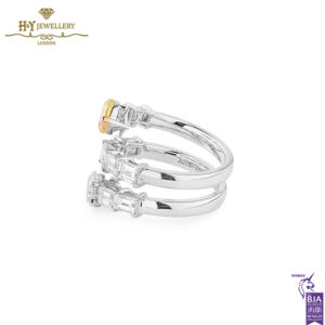 White Gold Pear Cut Fancy Intense Yellow & White Diamond Snake Design Ring - 4.22ct-15523