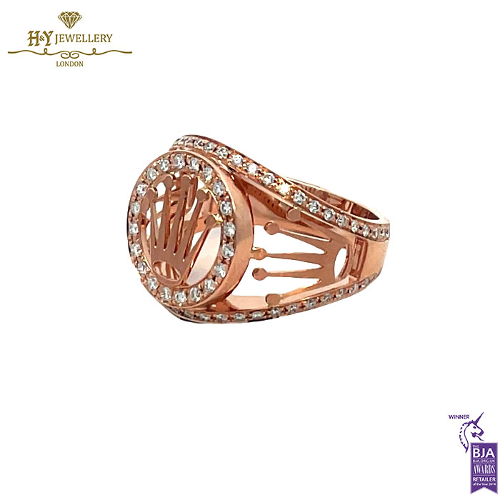 Rolex Design Round Cut Diamond Mens Ring Rose Gold - 0.67ct-14798