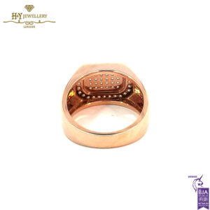 Block Mens Ring Round Cut Diamond Rose Gold - 0.92ct-14803