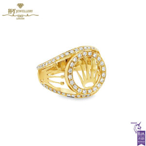 Rolex Design Round Cut Diamond Mens Ring Yellow Gold - 0.67ct-14792