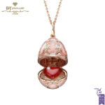 Fabergé Heritage Rose Gold Diamond & Pink Guilloché Enamel Heart Surprise Locket -0
