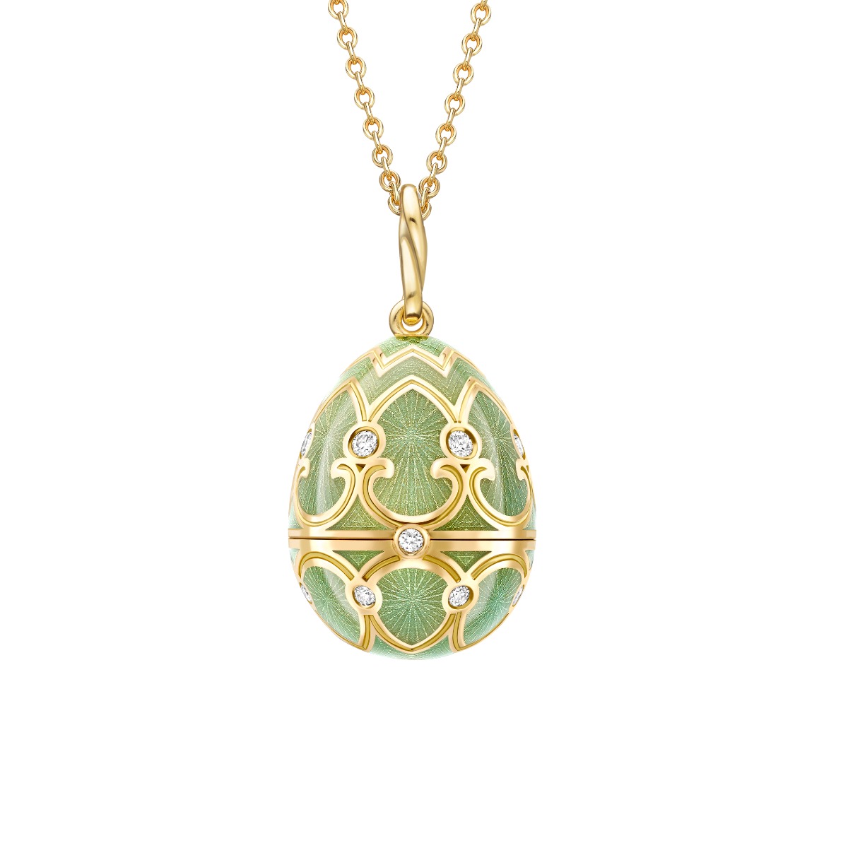 Heritage Yellow & White Gold Diamond & Green Guilloché Enamel Butterfly Surprise Locket-14872