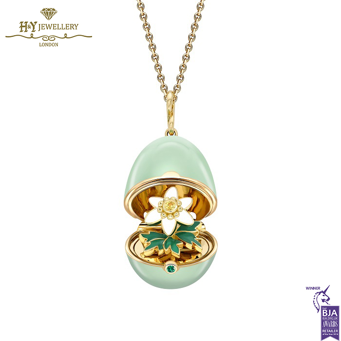 Fabergé Essence Yellow Gold, Yellow Sapphire & Emerald Anemone Surprise Locket With Green Lacquer-0