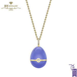 Fabergé Essence Yellow Gold, Diamond & Blue Sapphire Heart Surprise Locket with Lavender UV Enamel-14854