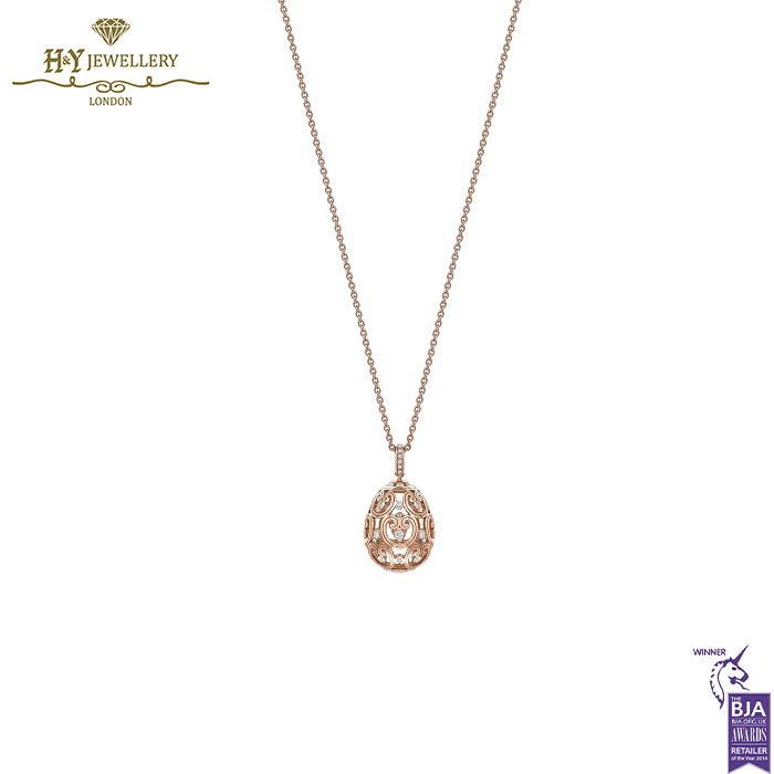 Fabergé Imperial Impératrice Rose Gold Diamond Set Egg Pendant-14838