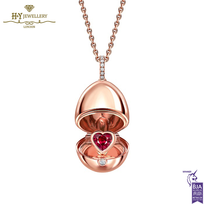 Fabergé Essence Rose Gold Unheated Ruby Heart Surprise Locket-0