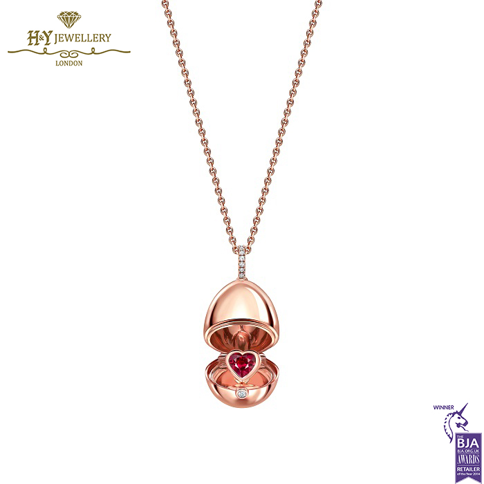 Fabergé Essence Rose Gold Heated Ruby Heart Surprise Locket-14931