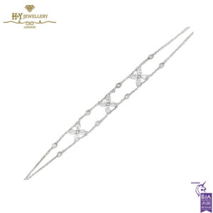 Flower Droplet 3 Bracelet Two Layer Marquise Cut Diamond White Gold - 0.86ct-0