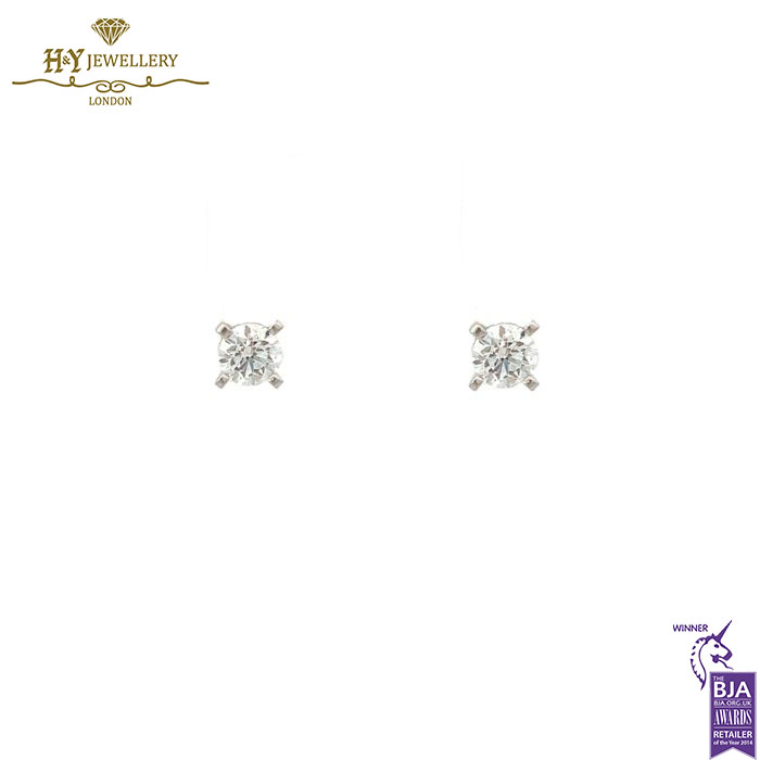 Solitare Diamond Stud Earrings White Gold - 1.05ct -0