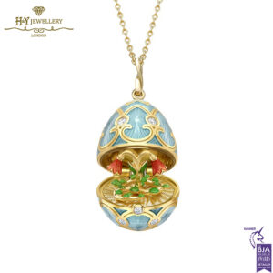 Heritage Yellow Gold Diamond & Turquoise Guilloché Enamel Twin Flower Surprise Locket-0