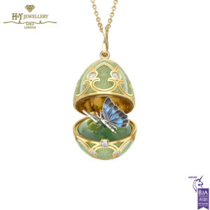 Heritage Yellow & White Gold Diamond & Green Guilloché Enamel Butterfly Surprise Locket-0