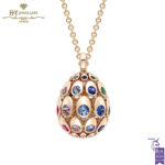 Cosmic Curve Rose Gold Rainbow Egg Pendant-0