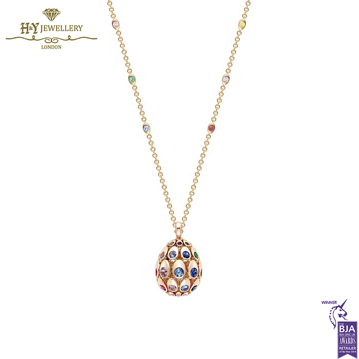 Cosmic Curve Rose Gold Rainbow Egg Pendant-14923