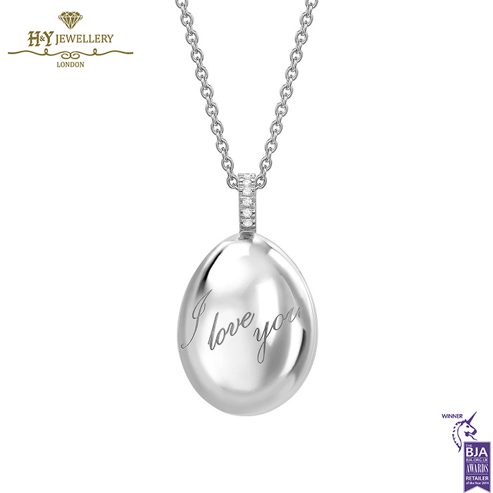 Fabergé Essence White Gold I Love You Egg Pendant-0