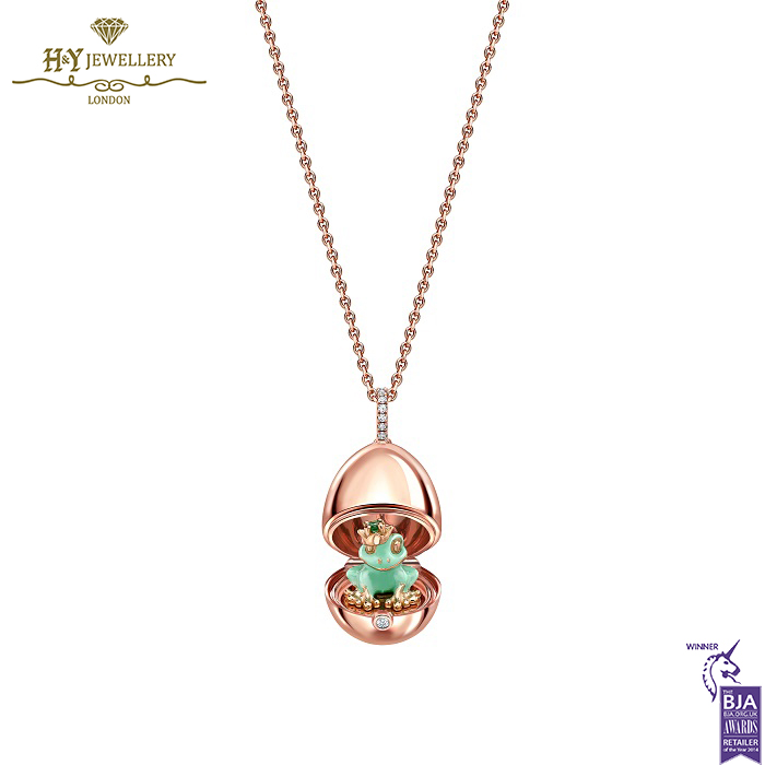 Fabergé Essence Rose Gold & Green Lacquer Frog Surprise Locket-14929