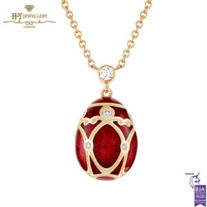 Heritage Yelagin Yellow Gold Diamond & Red Guilloché Enamel Petite Egg Pendant-0