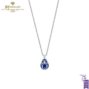 Fabergé Heritage Palais White Gold Diamond & Royal Blue Guilloché Enamel Petite Egg Pendant-15553