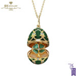 Heritage Yellow Gold Diamond & Green Guilloché Enamel Clover Surprise Locket-0