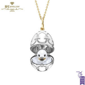 Heritage Yellow and White Gold Diamond and White Enamel Seal Pup Surprise Locket-0