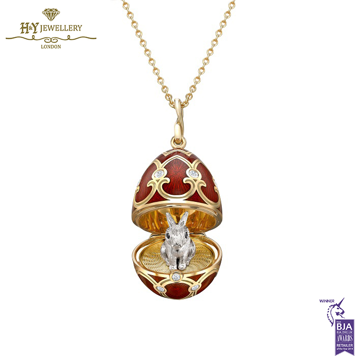 Heritage Yellow Gold, White Gold & Diamond Red Guilloché Enamel Year Of The Rabbit Surprise Locket-0