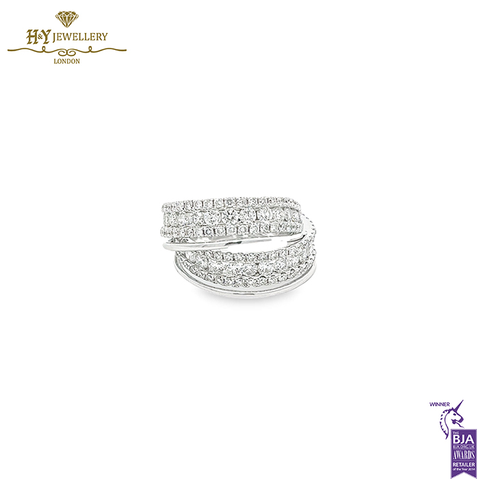 White Gold Brilliant Cut Pave Diamond Ring - 2.53ct-0
