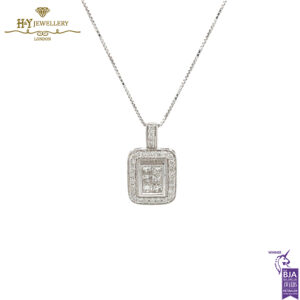 White Gold Pendant Round & Princess Cut - 0.75ct-0