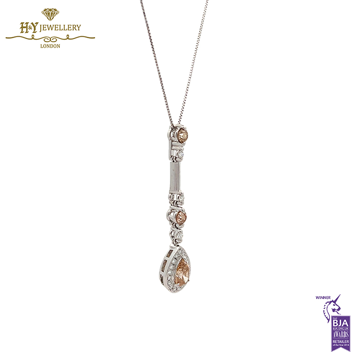 White Gold Pendant Set With Pear & Round Brilliant Cut 2.40ct-16445