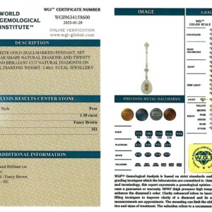 White Gold Pendant Set With Pear & Round Brilliant Cut 2.40ct-16489