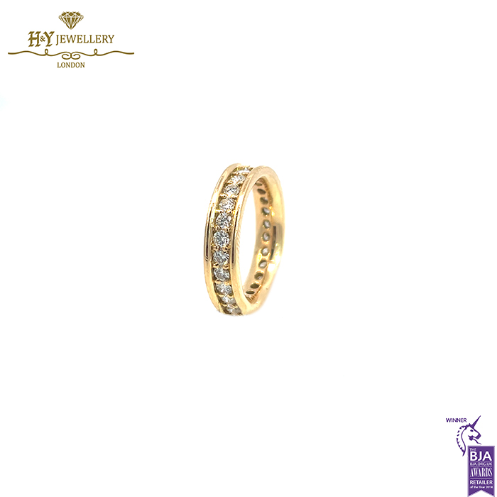 Yellow Gold Ring Set with Brilliant Cut Diamond Eternity Ring -1.35ct-16384