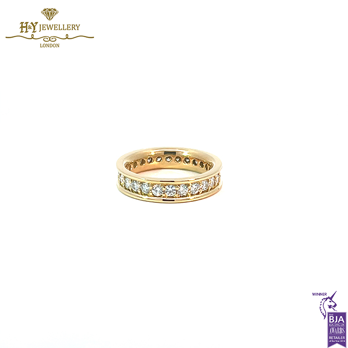 Yellow Gold Ring Set with Brilliant Cut Diamond Eternity Ring -1.35ct-0