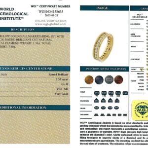 Yellow Gold Ring Set with Brilliant Cut Diamond Eternity Ring -1.35ct-16449