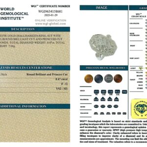 White Gold Round Brilliant & Princess Cut Ring - 0.47ct-16509