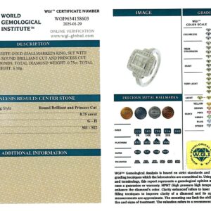 White Gold Brilliant Cut & Princess Cut Ring - 0.75ct-16487