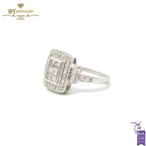 White Gold Brilliant Cut & Princess Cut Ring - 0.75ct-16496