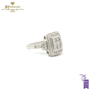 White Gold Brilliant Cut & Princess Cut Ring - 0.75ct-16497