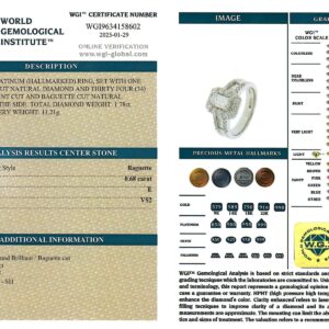 Platinum Ring Set with Baguette and Round Diamond Cut - 1.78ct-16525