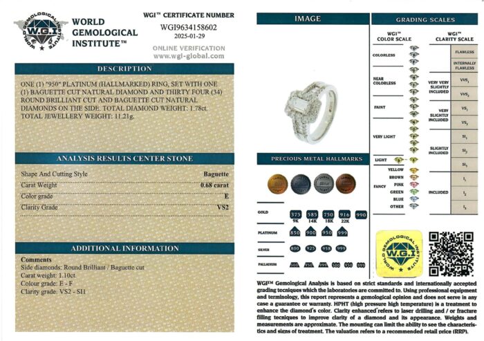 Platinum Ring Set with Baguette and Round Diamond Cut - 1.78ct-16525