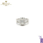 Platinum Ring Set with Baguette and Round Diamond Cut - 1.78ct-0