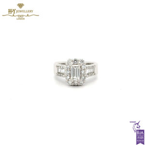 Platinum Ring Set with Baguette and Round Diamond Cut - 1.78ct-0