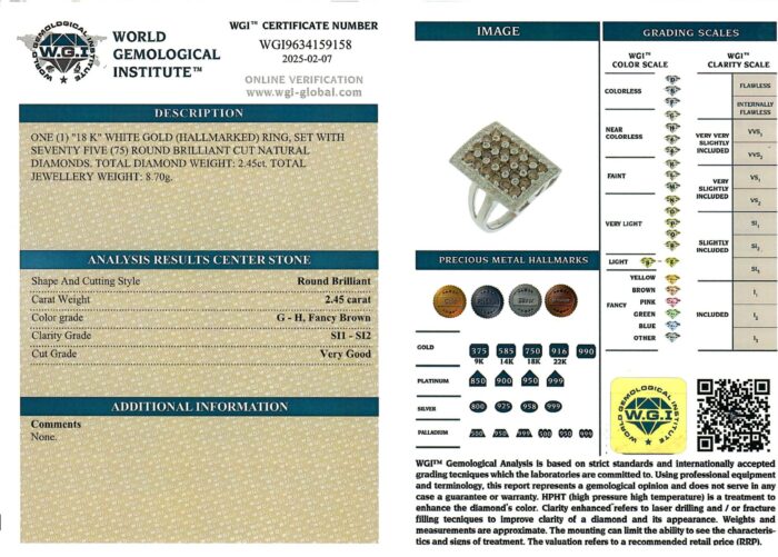 White Gold Brilliant Cut Diamond with Fancy Brown Diamonds - 2.45ct-16454