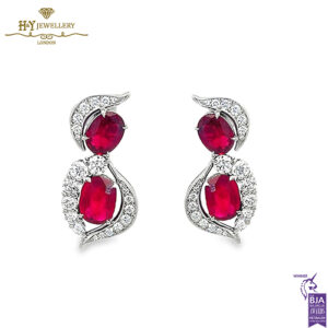 Platinum Pear & Oval Cut Ruby with Brilliant Cut Diamond Set - 91.39ct-16019